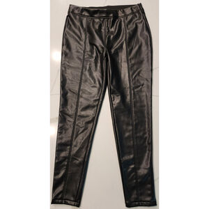 Cavalini Black Vegan Leather Pants Women's L Pull-on NWT